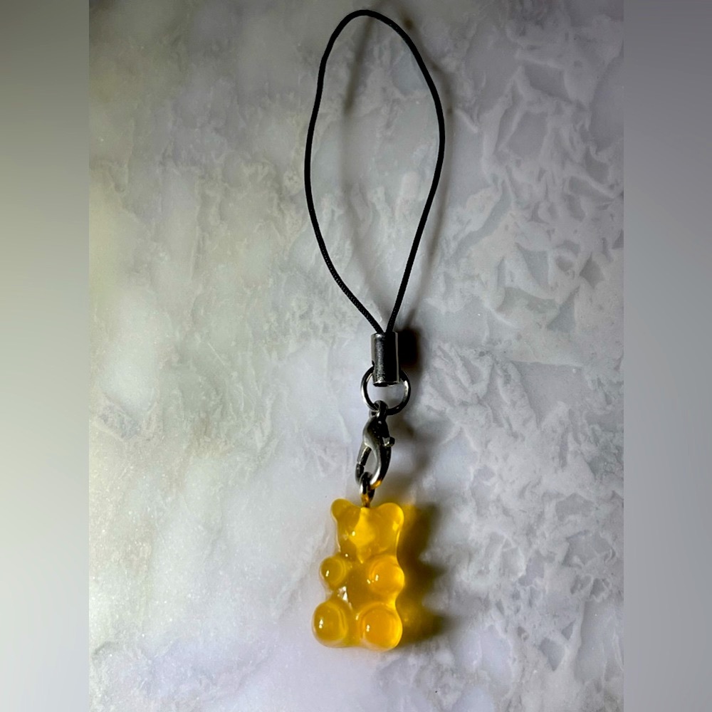 Gummy bear cell phone charm - or decoration for anything, yellow/light orange